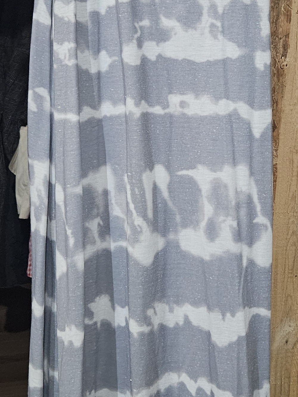 Source Unknown Gray and White Tie-Dye Maxi Skirt